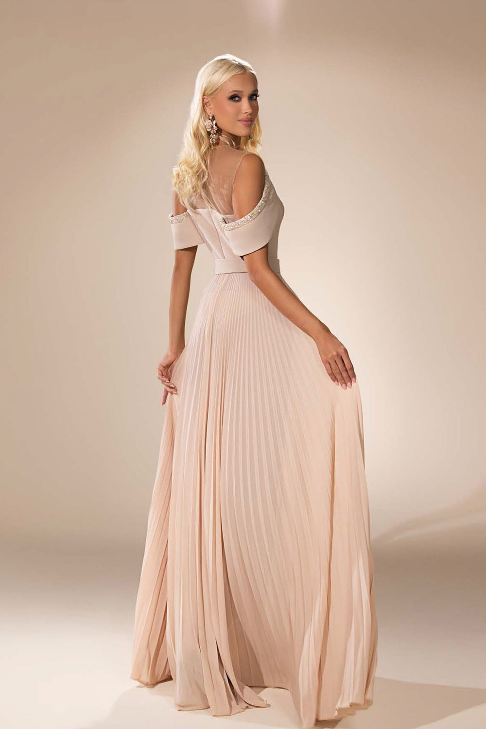 A-Line Dress with Off-the-Shoulder Neckline - FOSTANI.com