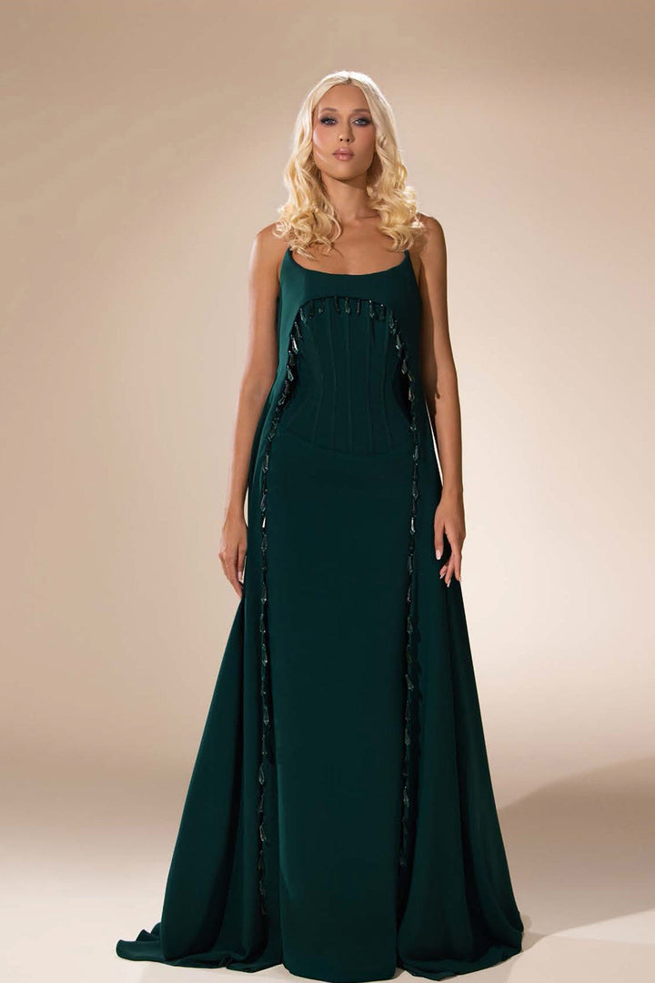 Crystal-Embellished A-line Dress - FOSTANI.com