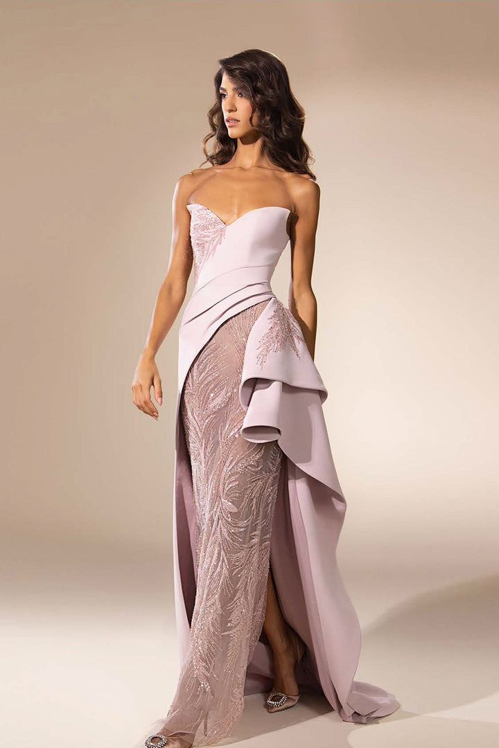 Asymmetrical Ruffled with Beading Embroidery Dress - FOSTANI.com