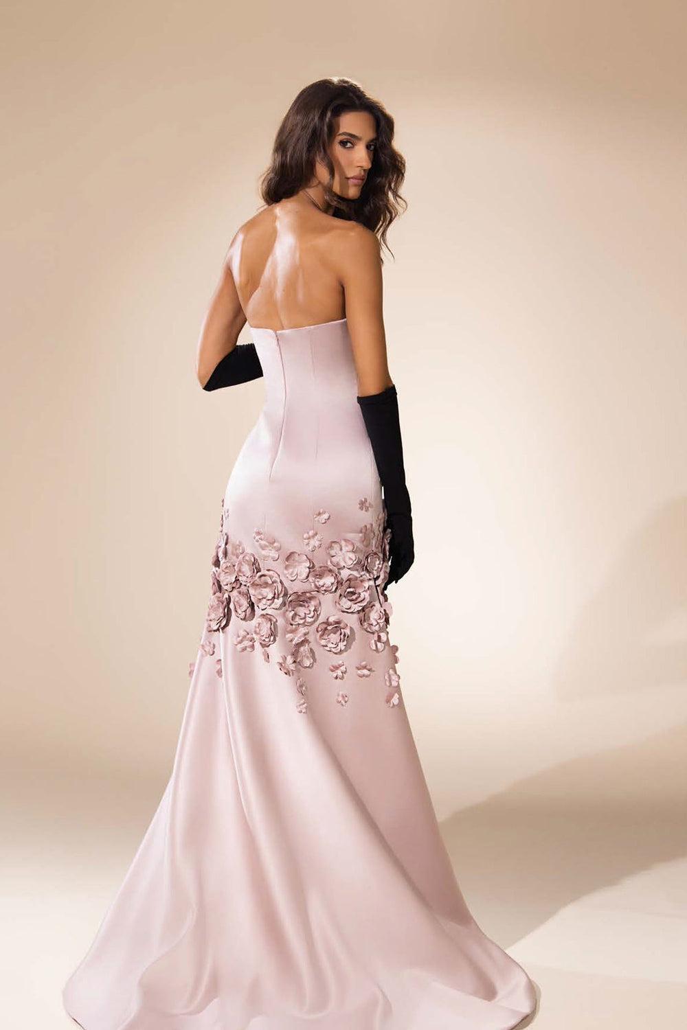 Strapless 3D Floral Appliqué Mermaid Dress - FOSTANI.com