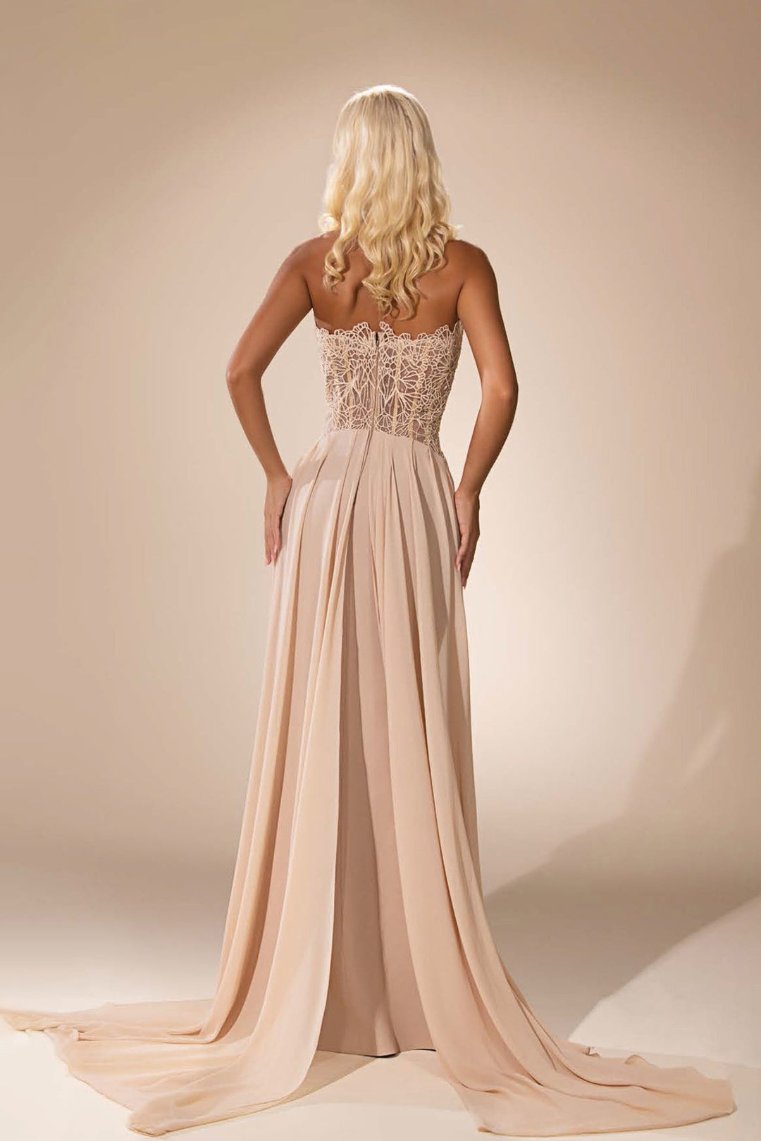 Strapless Maxi Dress with Train - FOSTANI.com