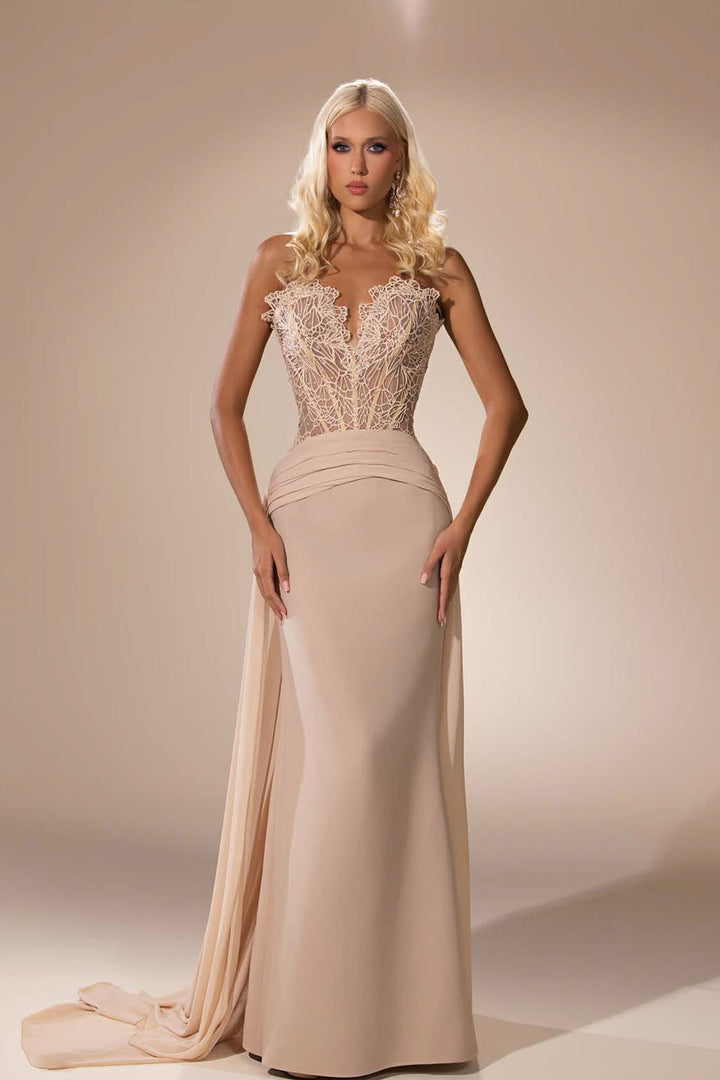 Strapless Maxi Dress with Train - FOSTANI.com