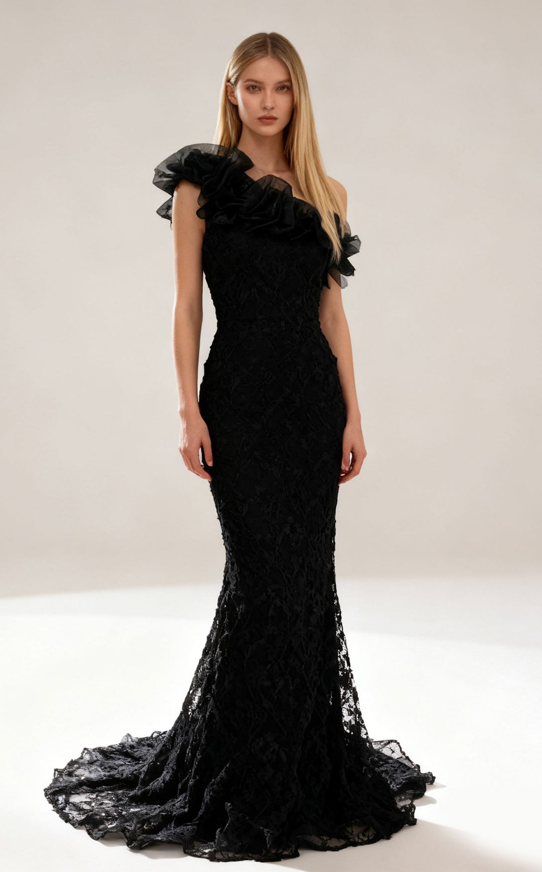 Lucci Lu 6062 One-Shoulder Sleeveless Lace Mother of the Bride Dress