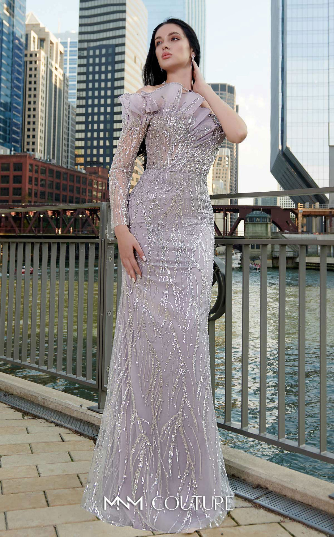 MNM Couture M1114 : Embroidered Asymmetrical Couture Tulle Gown - FOSTANI.com