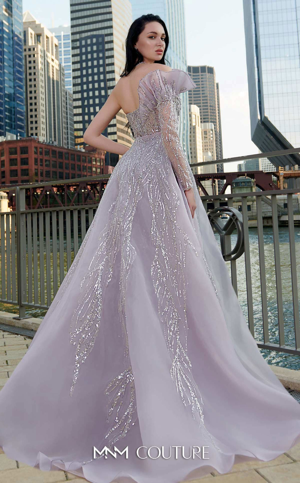 MNM Couture M1114 : Embroidered Asymmetrical Couture Tulle Gown - FOSTANI.com