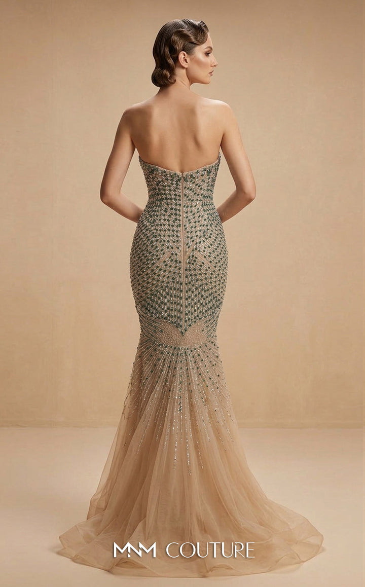 MNM Couture M1322 Strapless Sweetheart Beaded Mermaid Evening Gown
