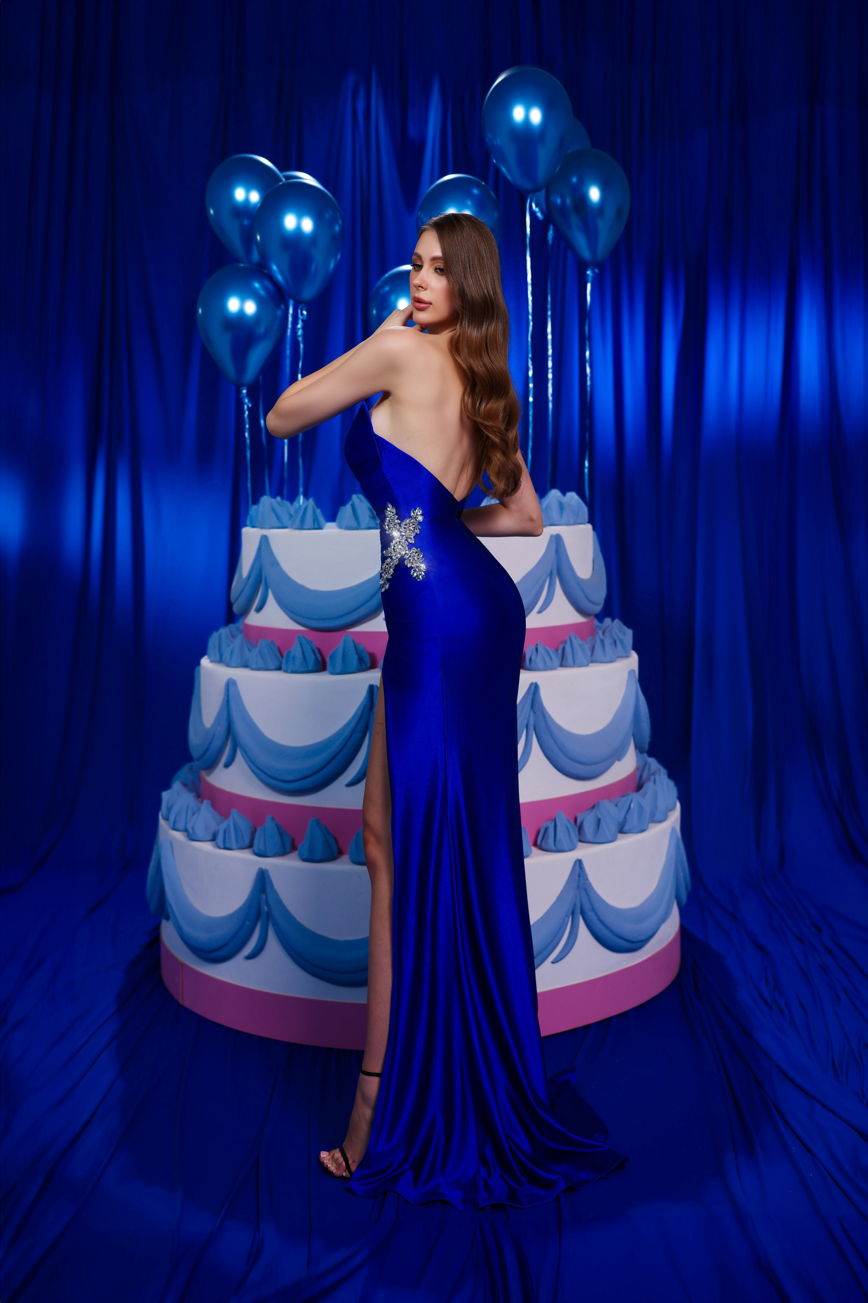 Machicao Couture Royal Blue Gown/Dress, cheapest One of a Kind