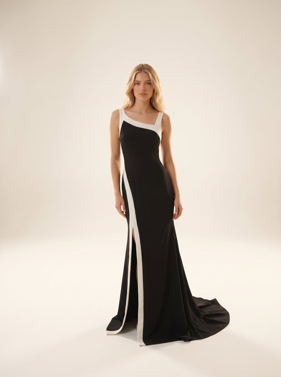 Modessa Couture M26704 Asymmetric Neckline Sleeveless Fitted Sheath Evening Dress - FOSTANI.com