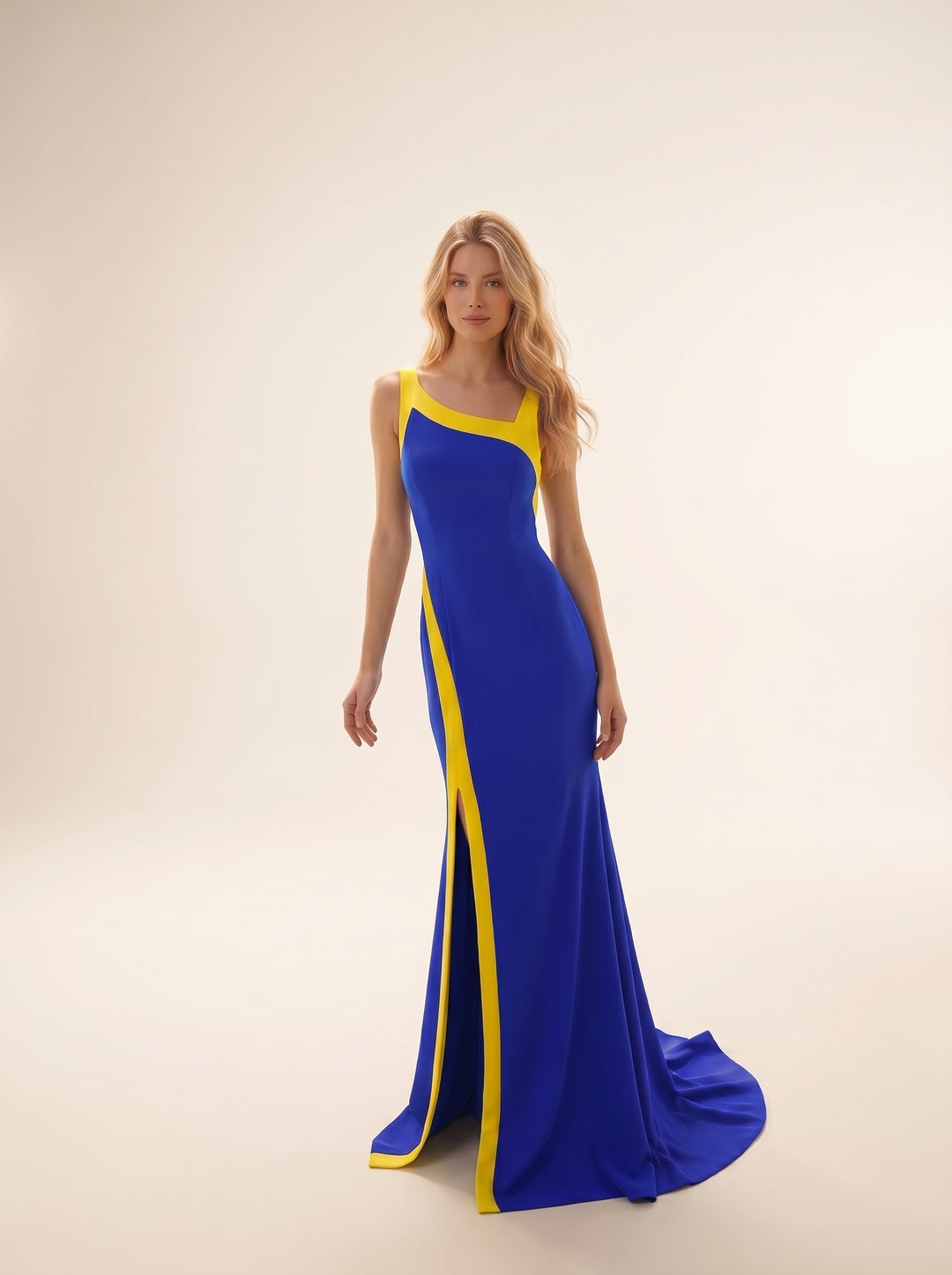Modessa Couture M26704 Asymmetric Neckline Sleeveless Fitted Sheath Evening Dress - FOSTANI.com