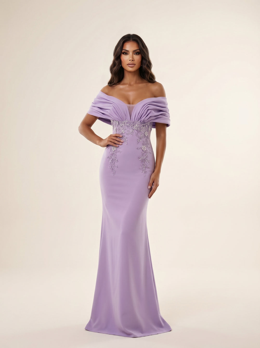 draped mermaid dress Tulle Draped Gown with Pleated Layered Mermaid Hem