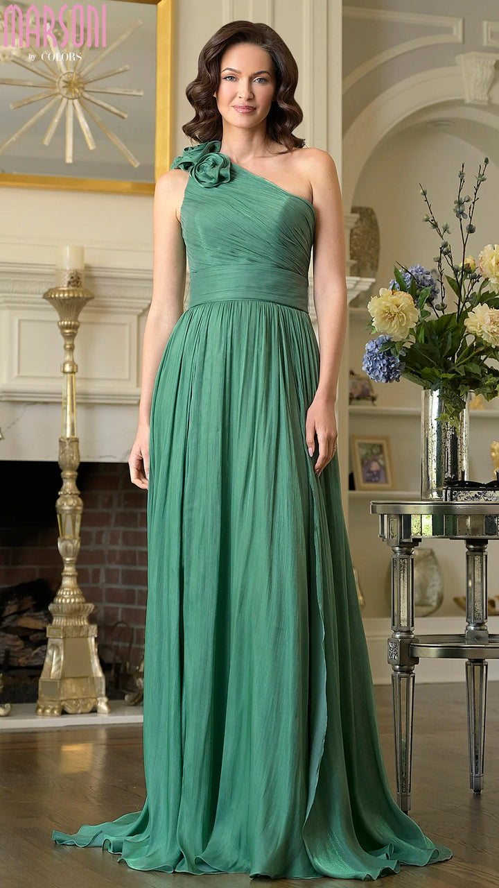 MARSONI M332 Asymmetrical Sleeveless Zipper Back Mother of the Bride Dress
