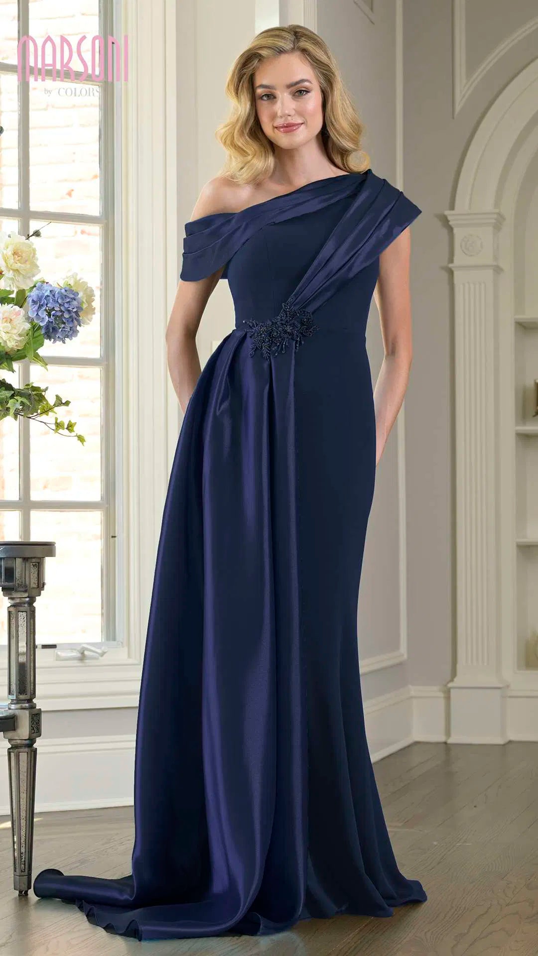 marsoni dresses MV1344 Women's Formal Evening & Wedding Guest Dress - Champagne this dress will make you stand out in any crowd Marsoni by Colors M346 Off-the-Shoulder