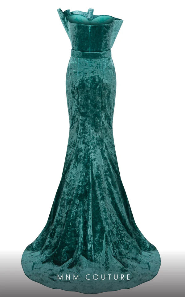 jaime feather trim velvet mermaid dress NF BY NOUR N0631 Dress Green / 16