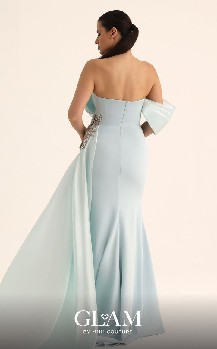 MNM Couture O07802 Off-the-Shoulder Strapless-Cut Mermaid Couture Dress