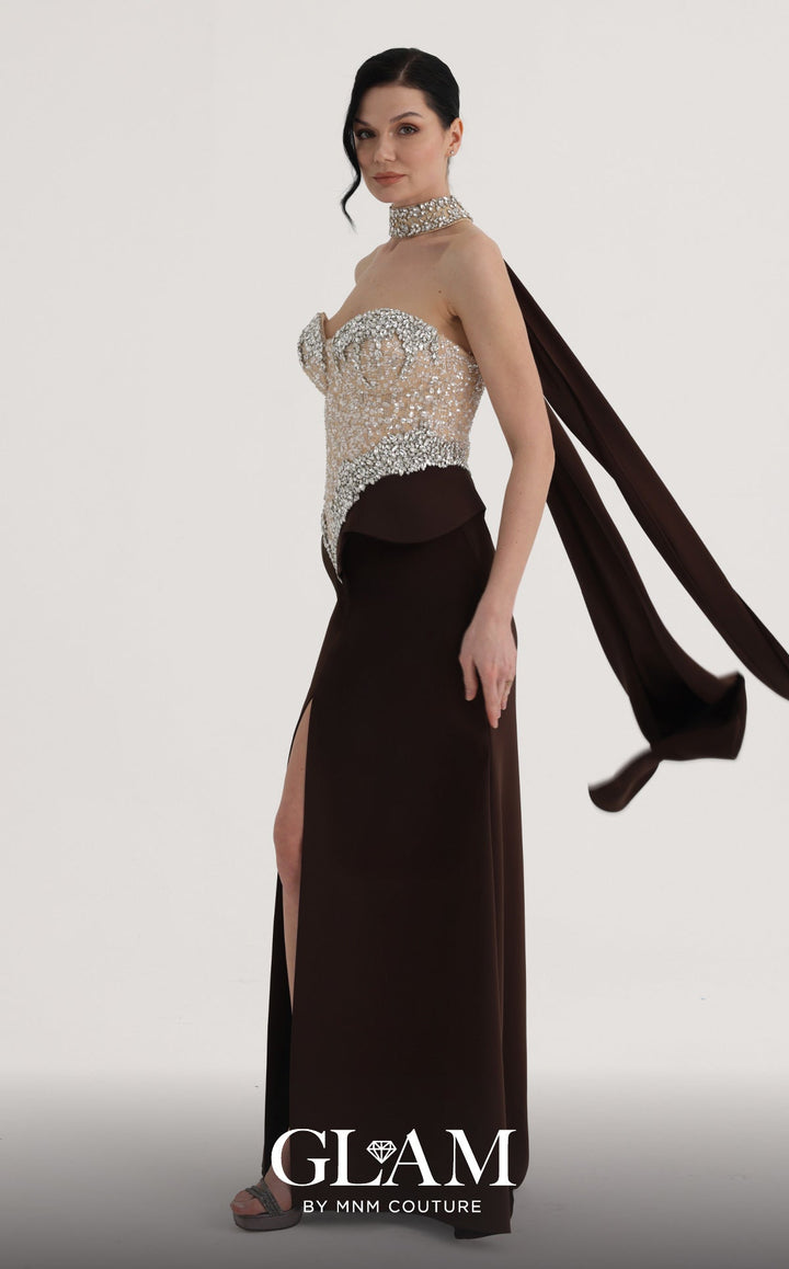 MNM Couture O07814 Strapless Sleeveless Corseted Couture Dress