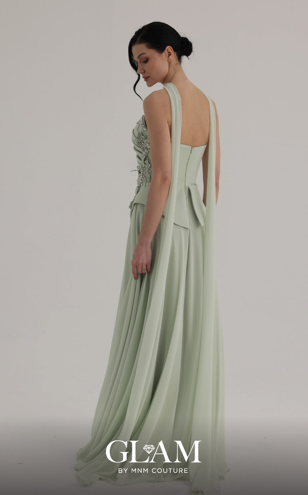 MNM O07856 Strapless Sleeveless Embroidered Couture Dress