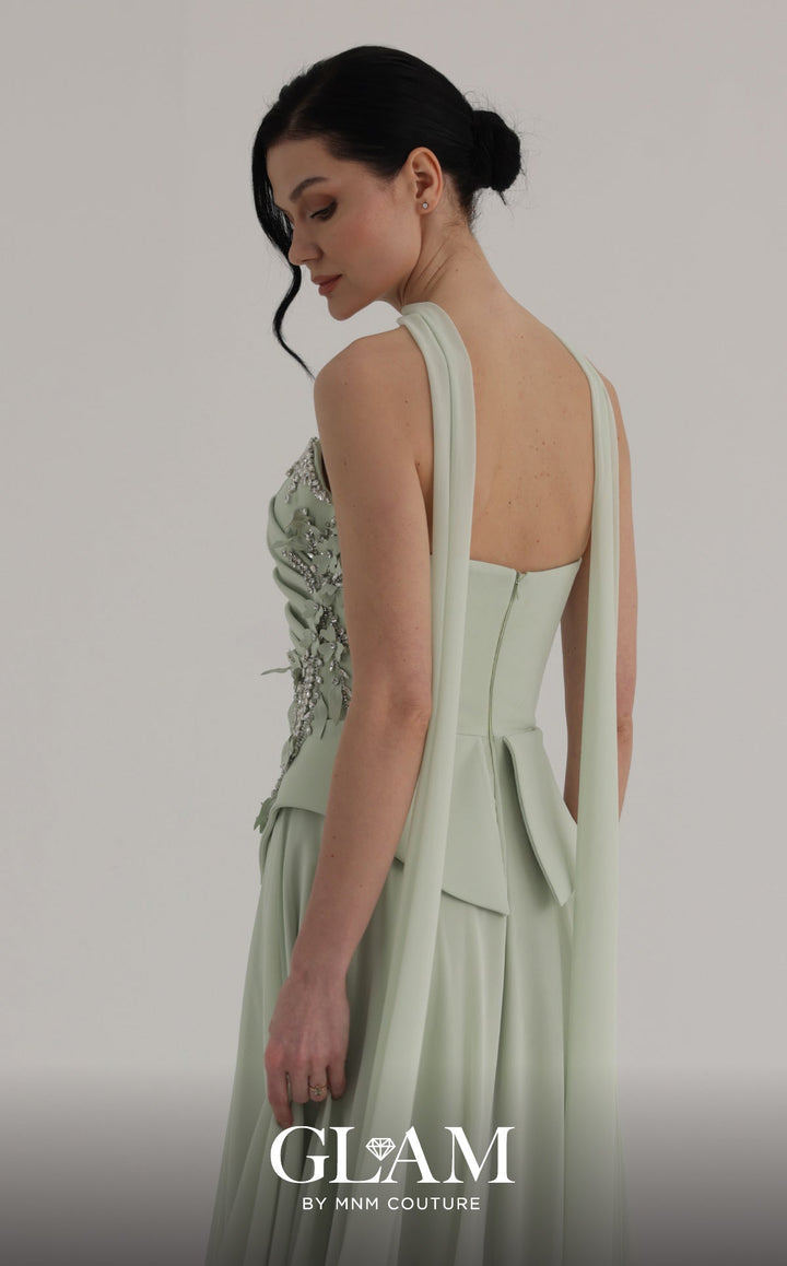 MNM O07856 Strapless Sleeveless Embroidered Couture Dress