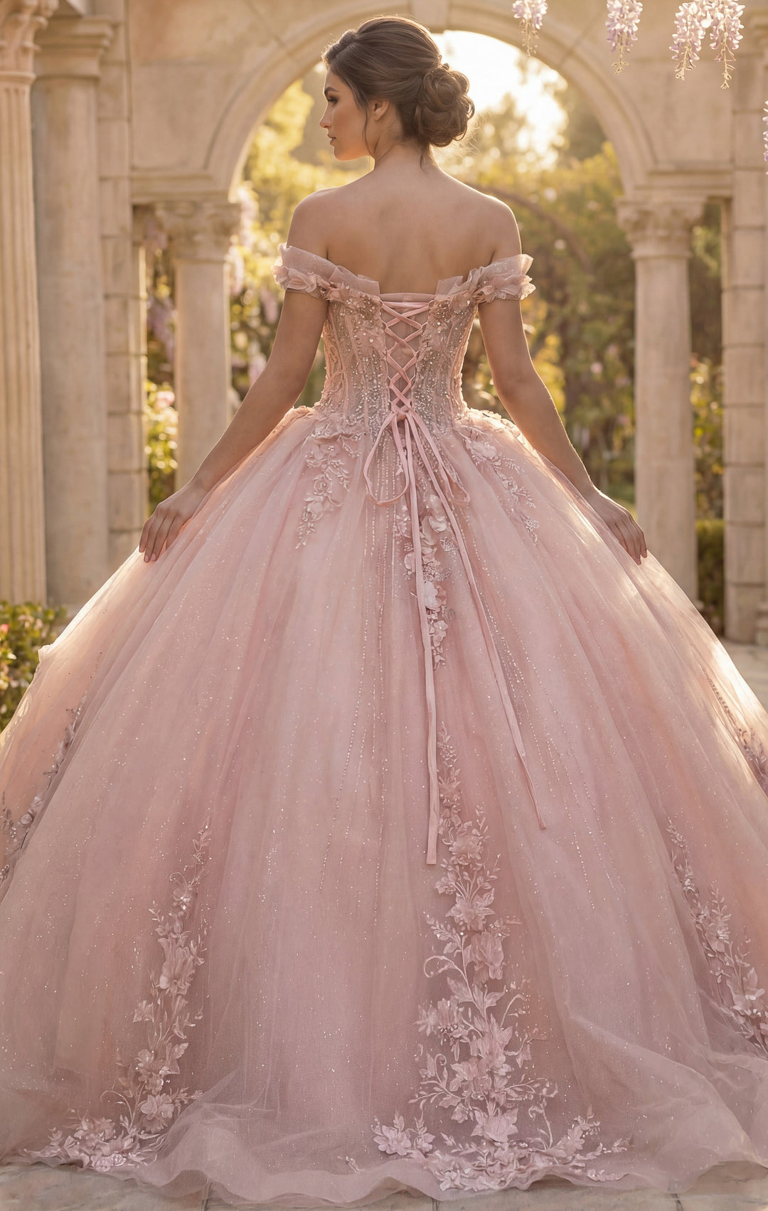Jovani Q44558 Elegant Off Shoulder Lace Corset Ball Gown