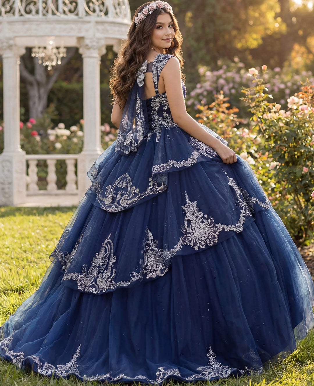 Jovani Q48438 Off-the-Shoulder Cap Sleeve Corset Quinceañera Dress