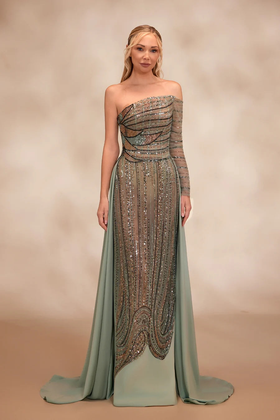 Reverie Couture RTW15 Asymmetrical Couture Dress Light Green / 18