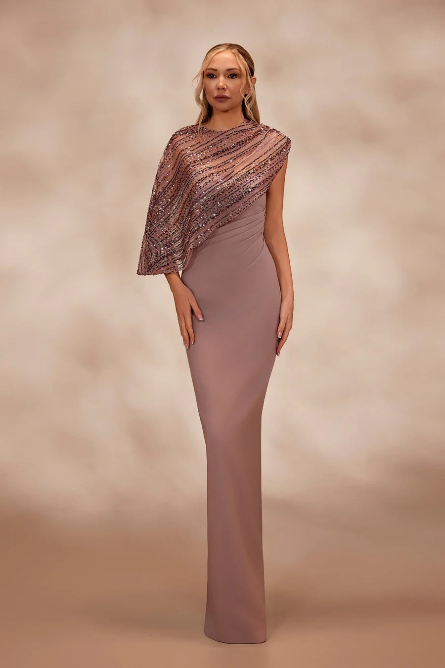 RTW4- Rosewood strapless crepe dress  with draping at the waist - FOSTANI.com