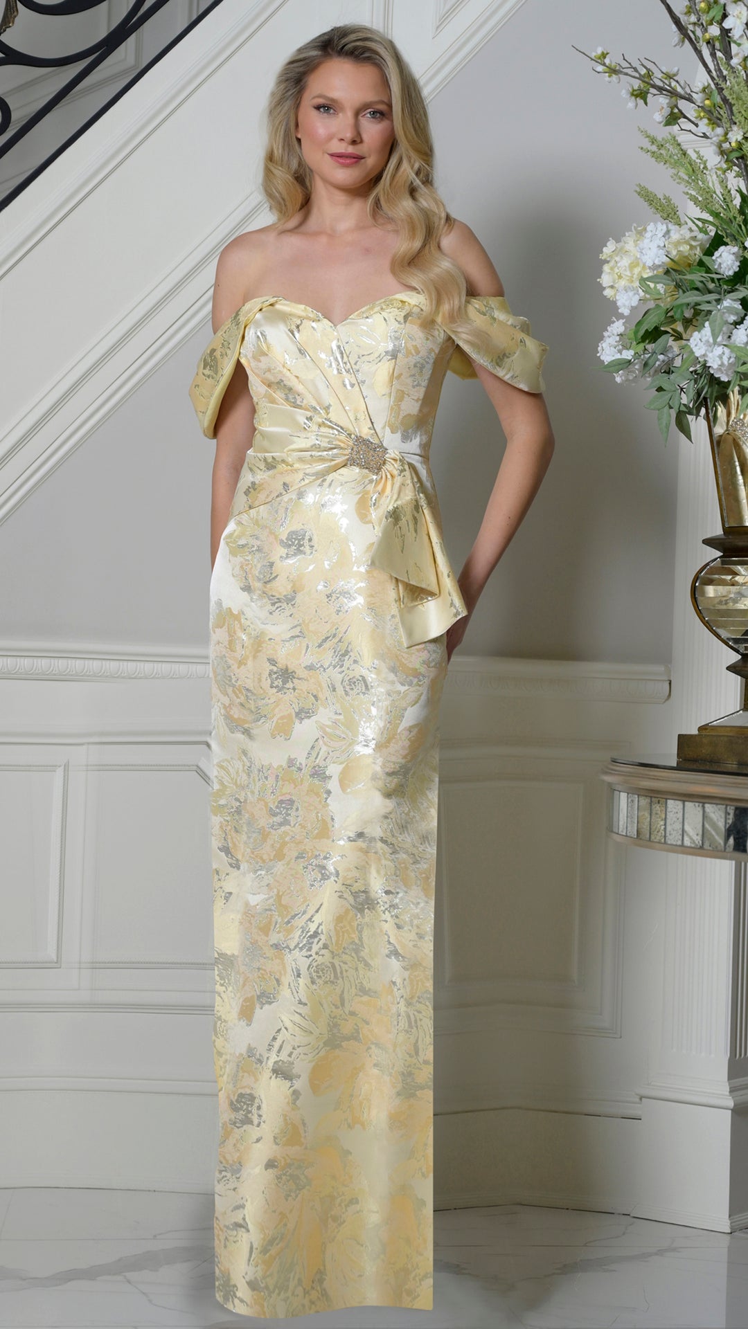 Rina Di Montella RD3503-1 Sweetheart Off-the-Shoulder Floor-Length Mother of the Bride Dress
