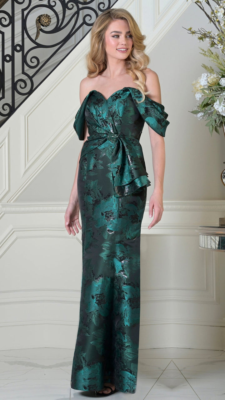 Rina Di Montella RD3503-1 Sweetheart Off-the-Shoulder Floor-Length Mother of the Bride Dress