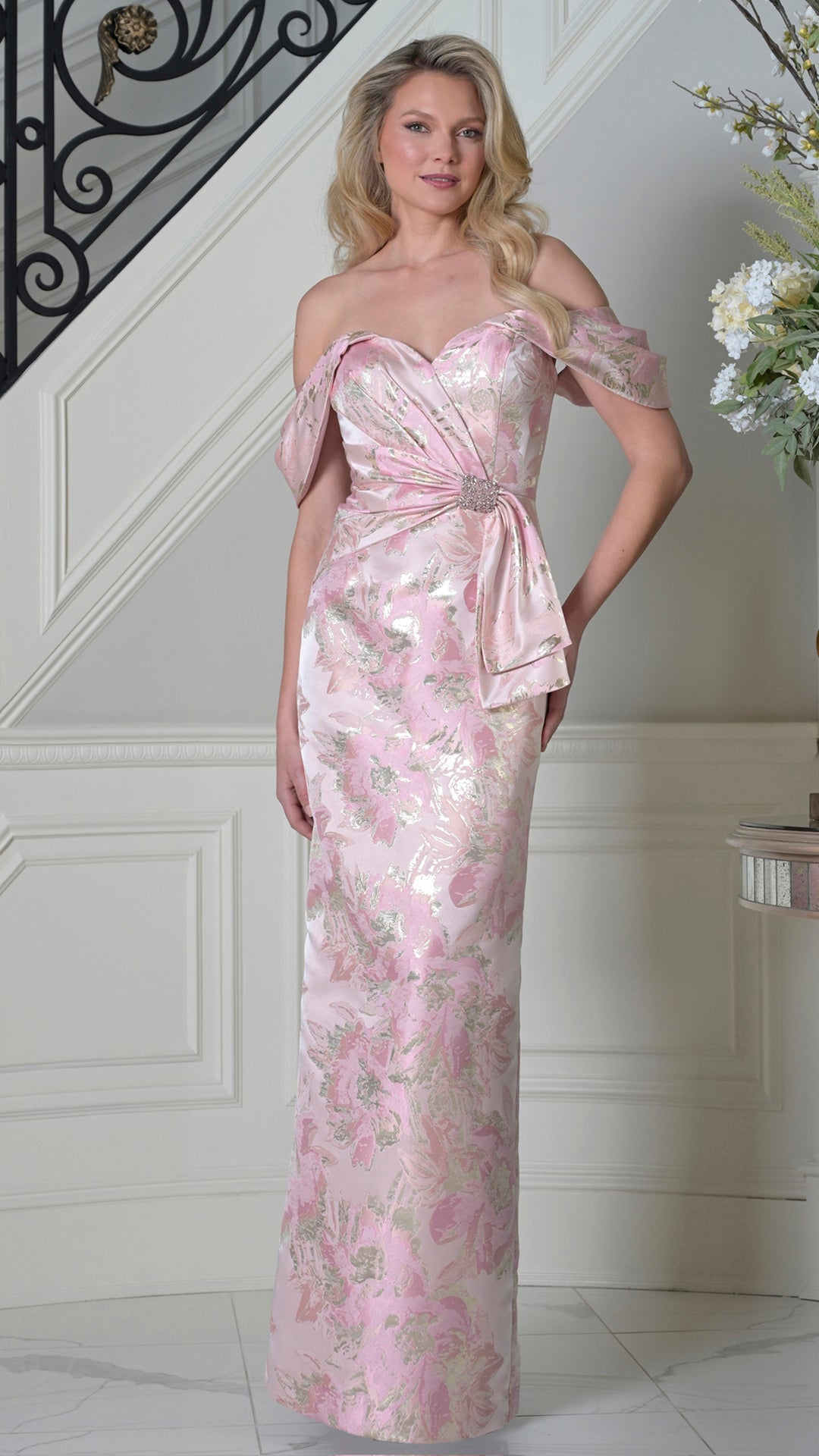 Rina Di Montella RD3503-1 Sweetheart Off-the-Shoulder Floor-Length Mother of the Bride Dress