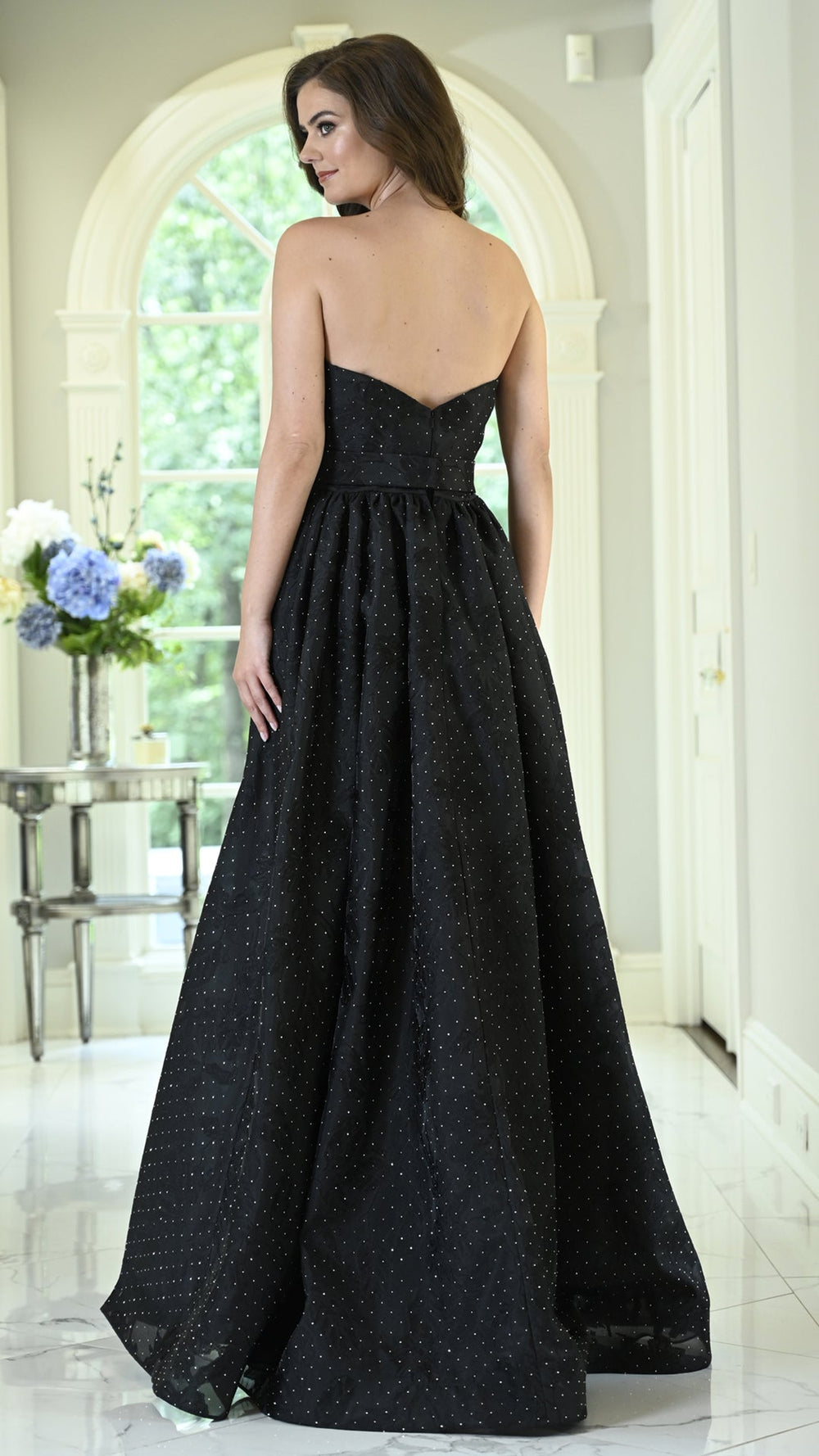 Rina Di Montella RD3638 Strapless Bow Waist A-Line Mother of the Bride Gown - back view