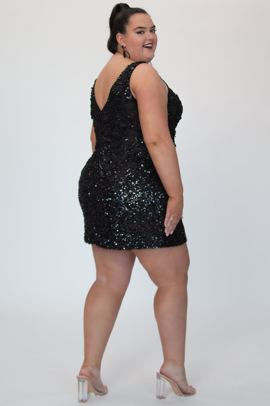 Cocktail Sequin Plus Size Short Prom Dresses With Sleeves Curve Sequin Dresses  SHEIN