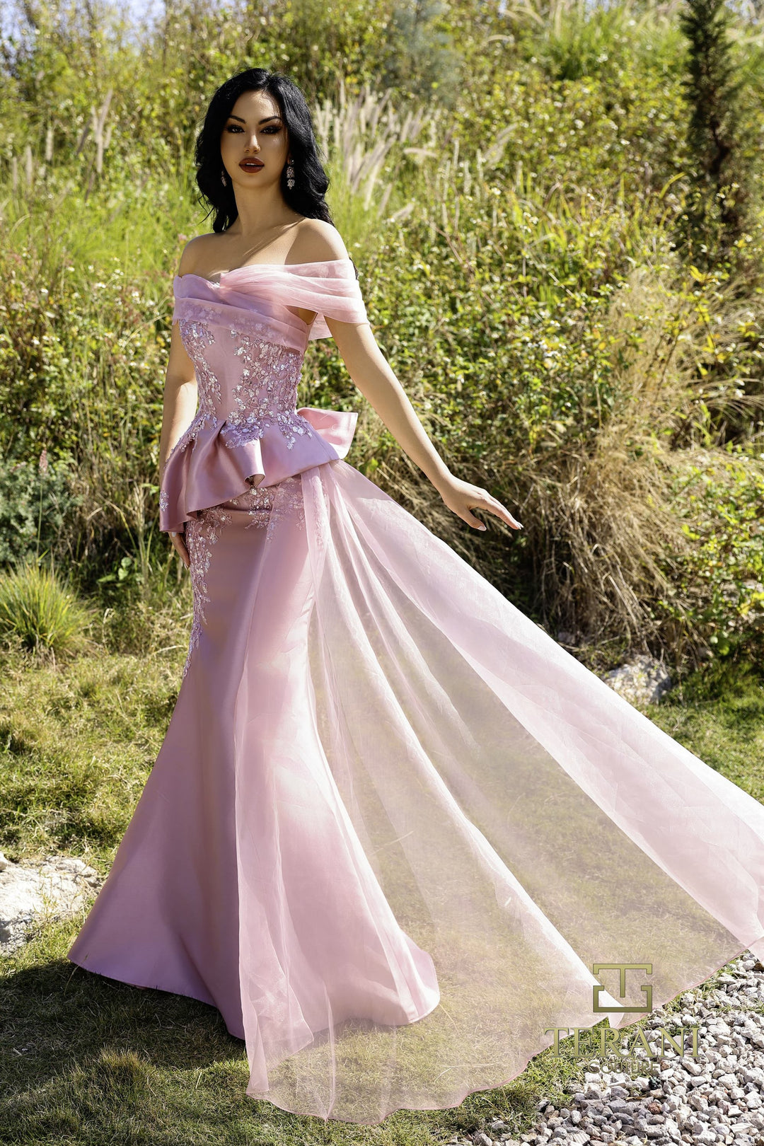 terani couture pink dress Terani Evenings 2111E4757 Susan Rose Gowns and Dresses-Fort lauderdale Prom, Mother of the Bride, Bat Mitzvah Dresses