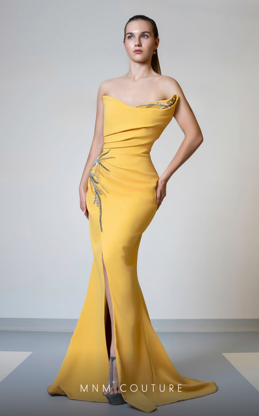 MNM Couture V02051 : Asymmetric Sweetheart Gown Embellished with Rhinestones - FOSTANI.com