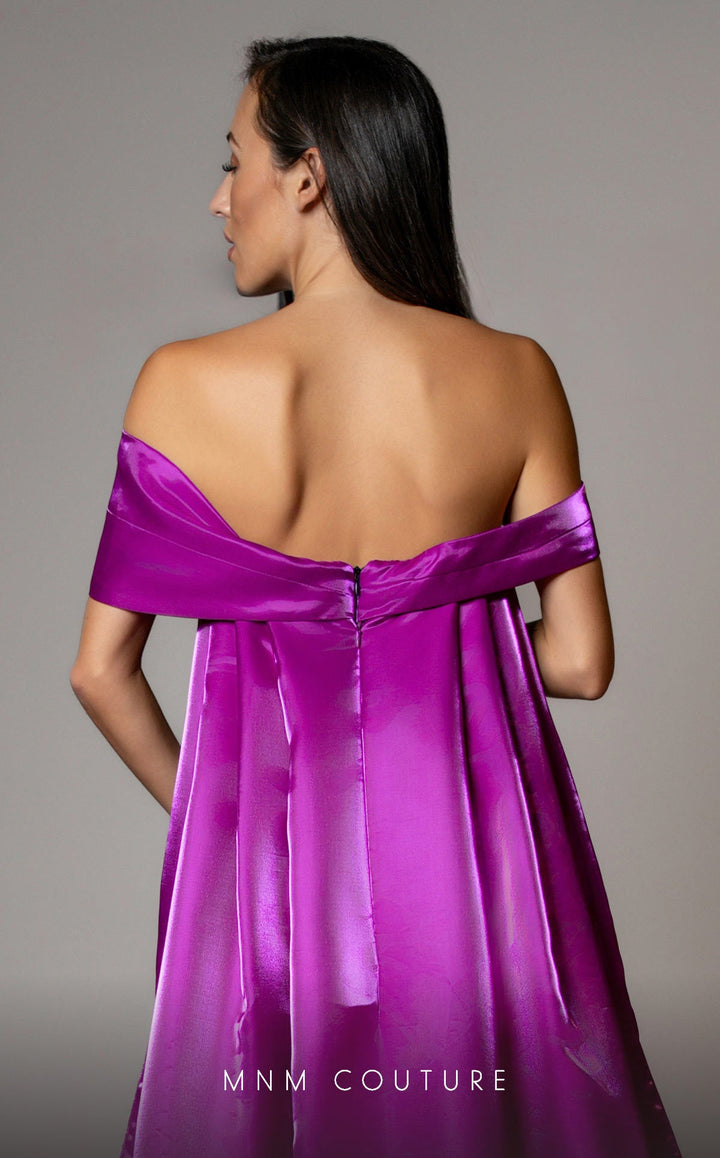 MNM Couture V07387 : Off-Shoulder Column Gown with Attachable Skirt - FOSTANI.com