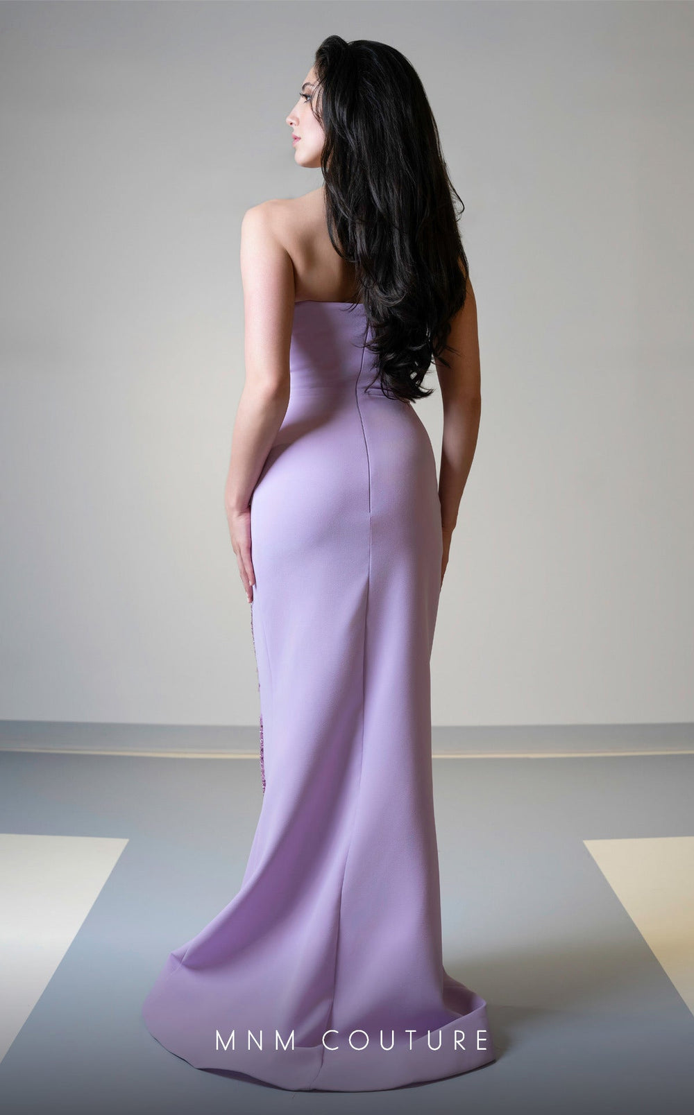 MNM Couture V07512 : Sleeveless Embroidered Center Column Gown with Waist Bow - FOSTANI.com