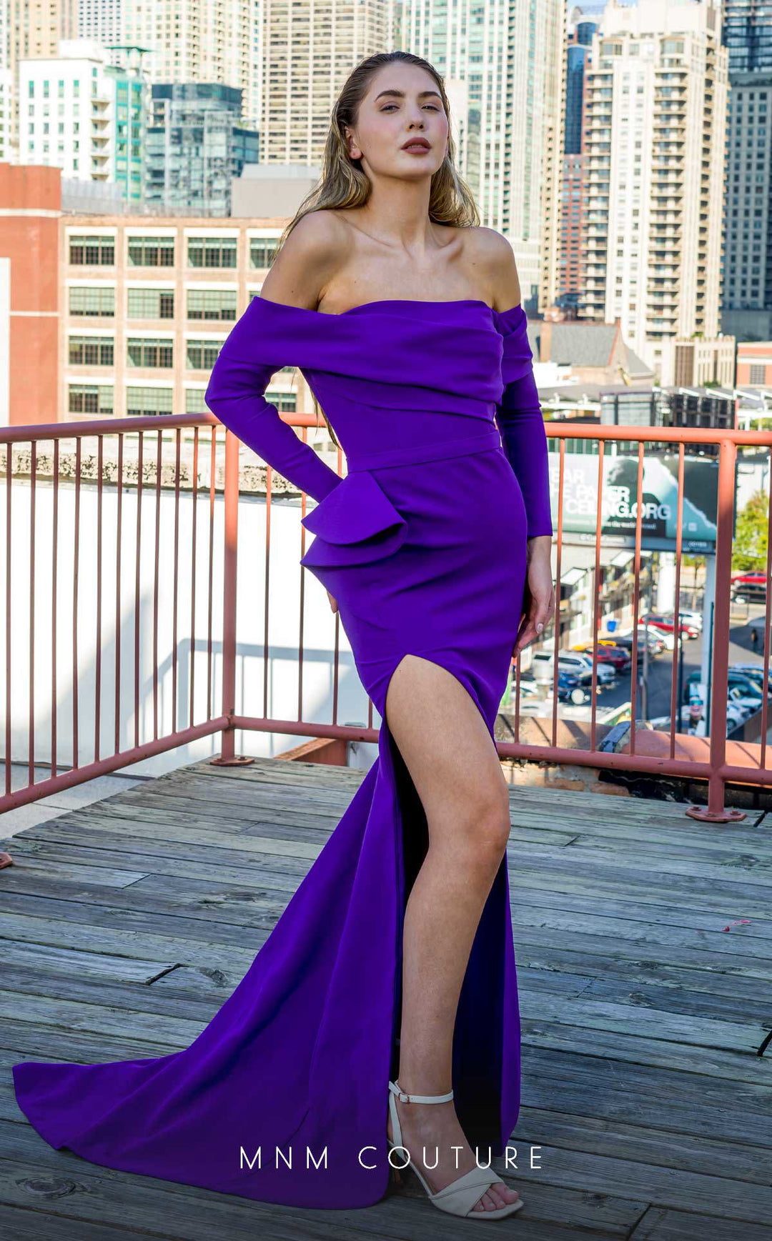 purple column dress Purple Column Strapless Back Zipper Side Split Tiered Tulle Glitter Pr