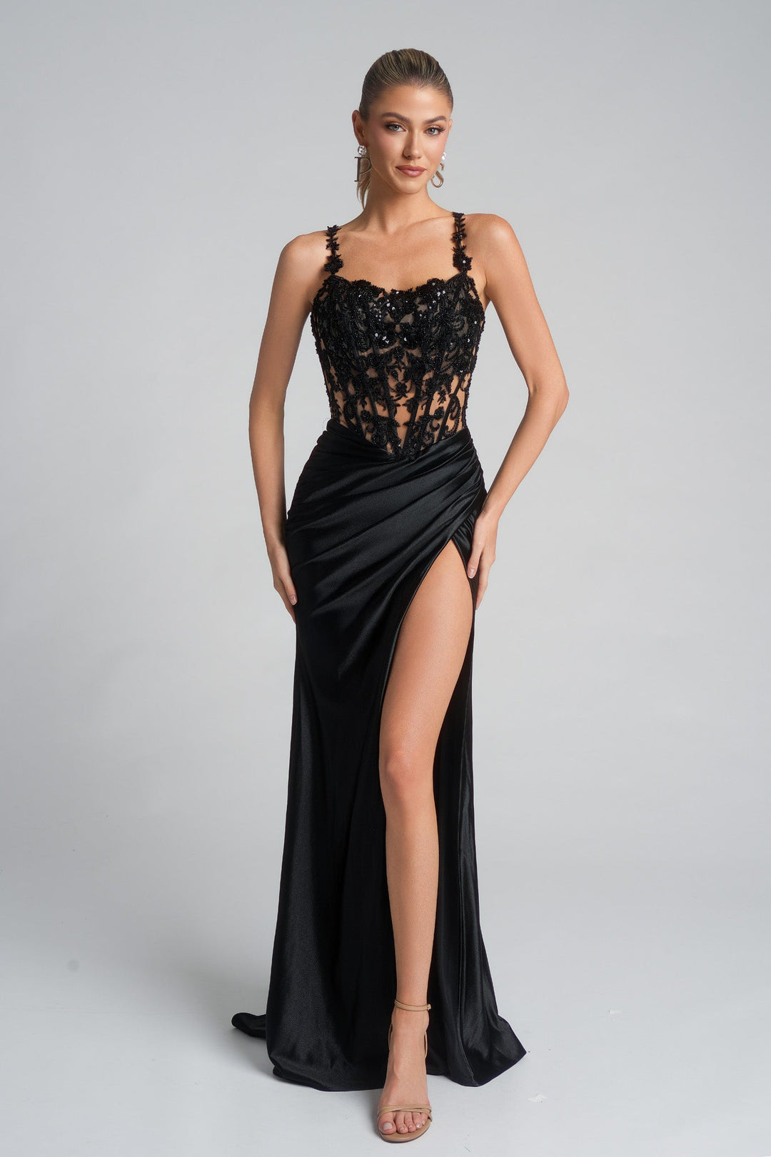 Portia & Scarlett XO119 Beaded Mesh Corset Prom Dress 2026 Red / 4