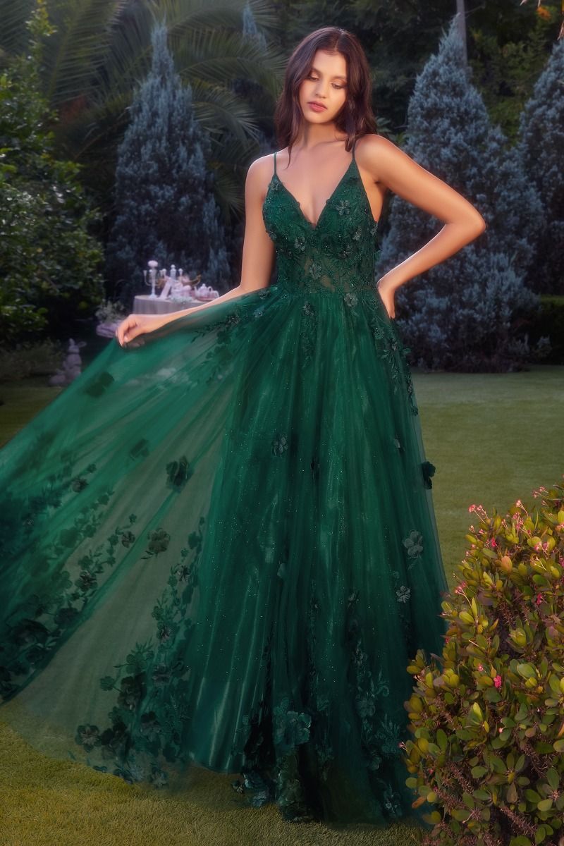 green emerald velvet dress Andrea and Leo A1326