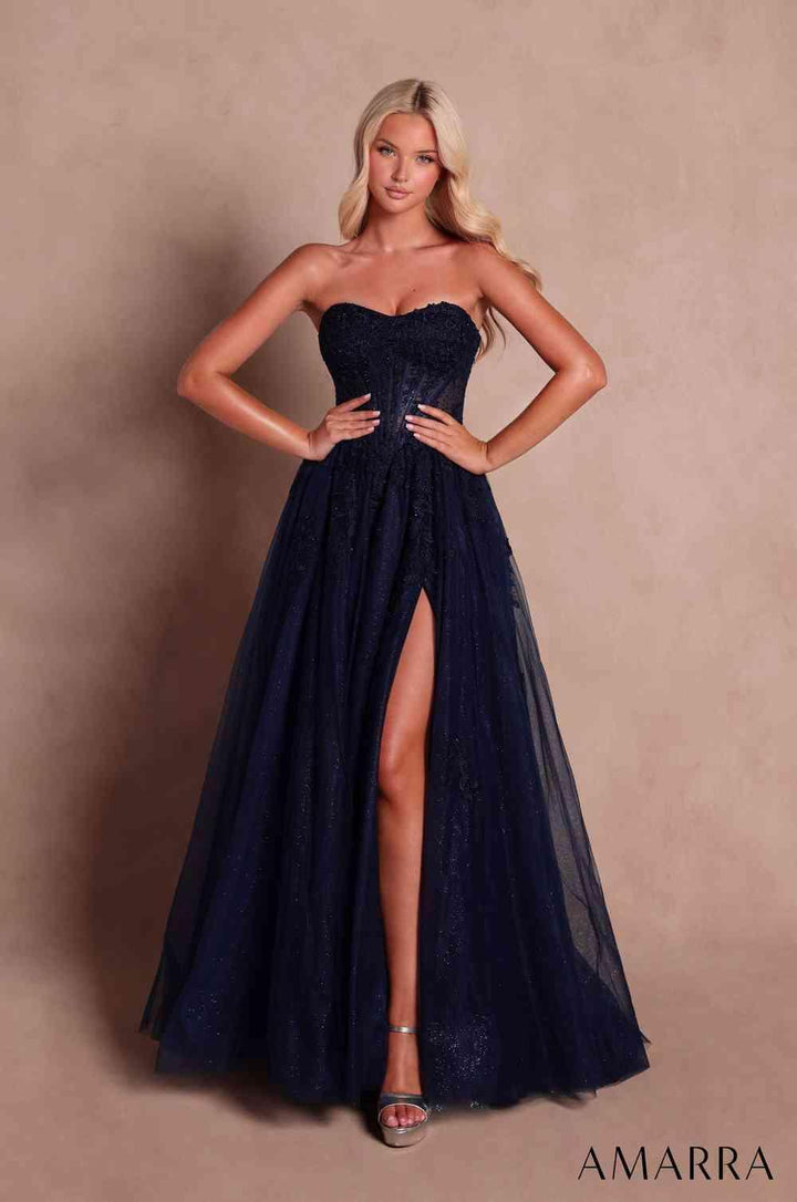 Amarra 89905 sweetheart corset prom dress front view