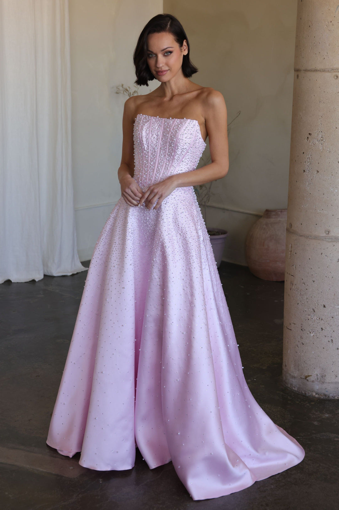 fine evening dresses La Femme 28650CL Prom Dress - Champagne main image 1