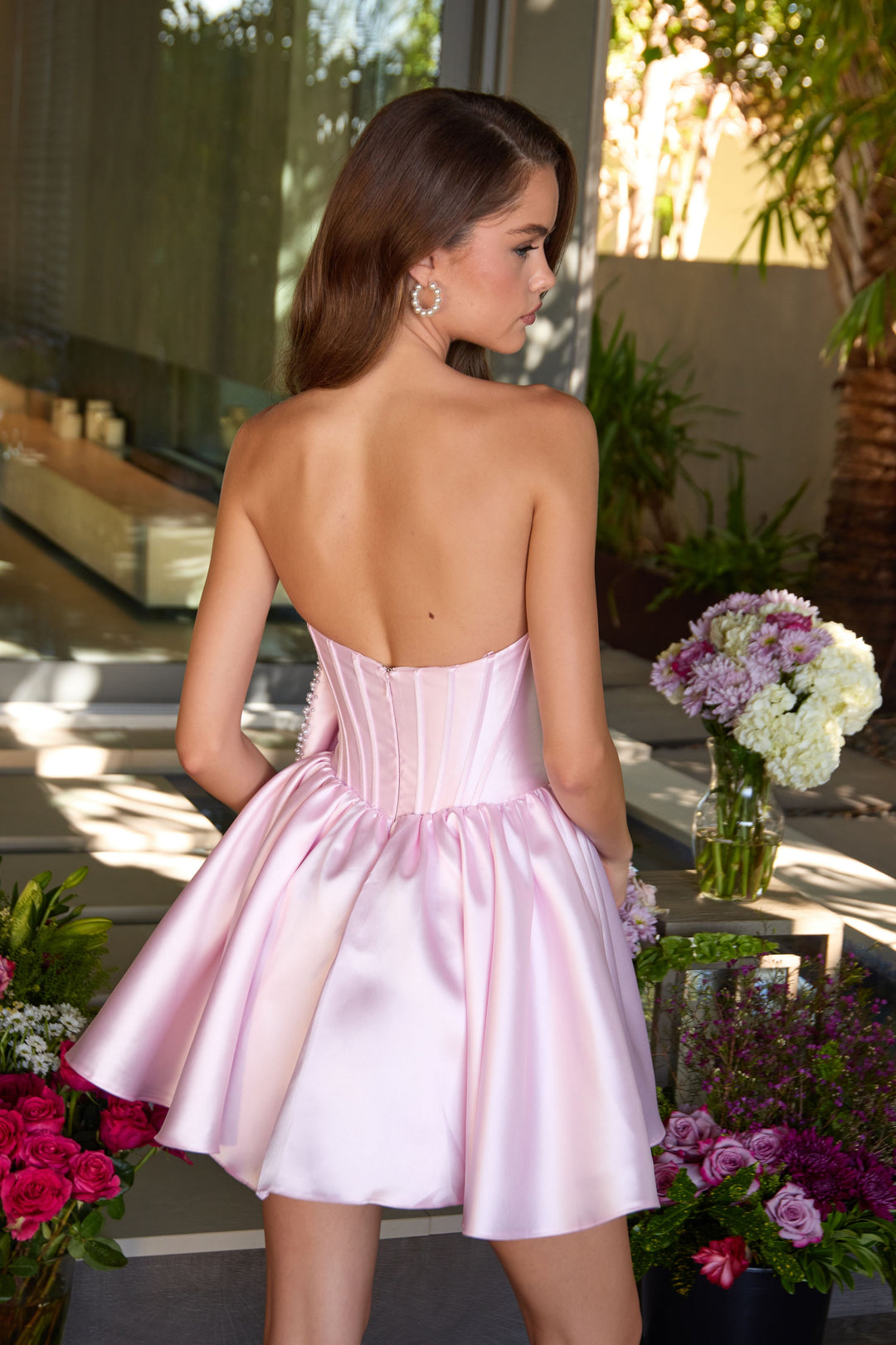 Ava Presley 47298 - Strapless Corset Bow Accent Mini Dress - FOSTANI.com