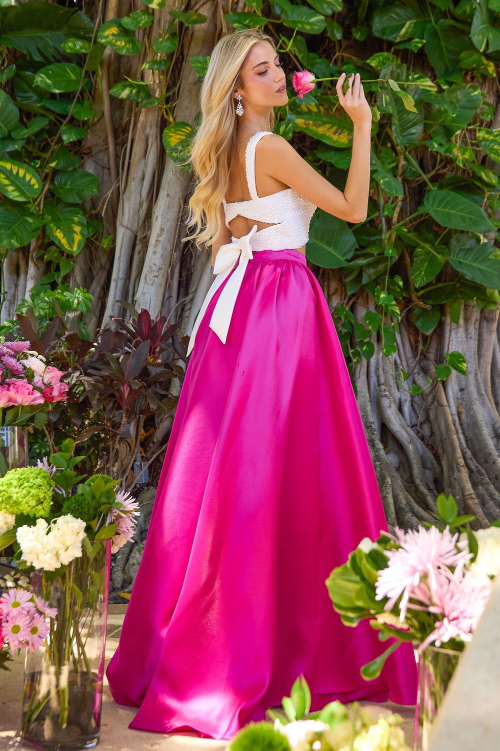 Ava Presley 47465 beaded two piece a-line gown back view