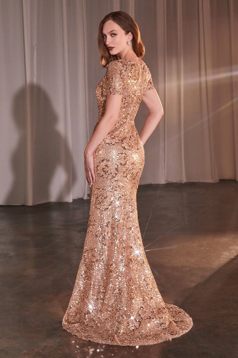 Ladivine CC3700 Prom Dress - Rose Gold