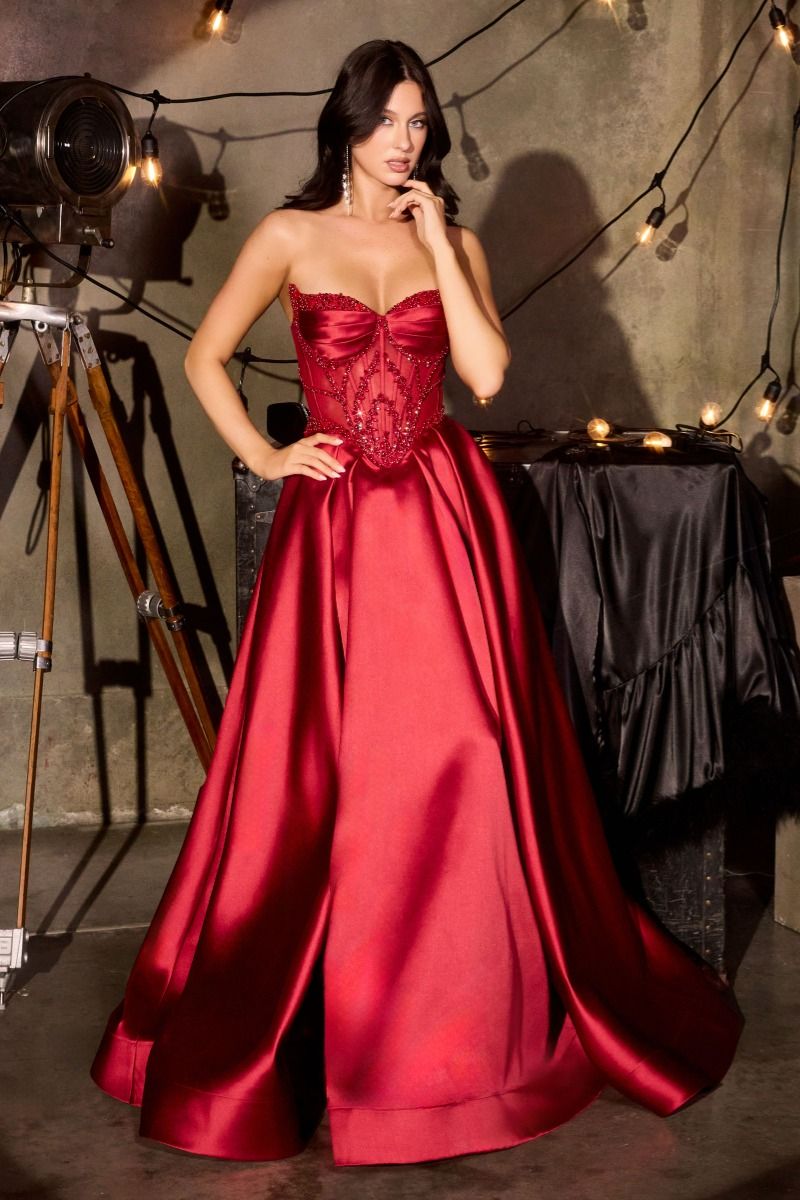 ladivine burgundy dress Iris Long Sleeve Satin Maxi Dress - Dark Chocolate main image 0