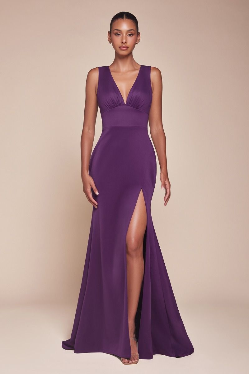 strapless open back dress Ladivine CH395 Prom Dress - Burgundy