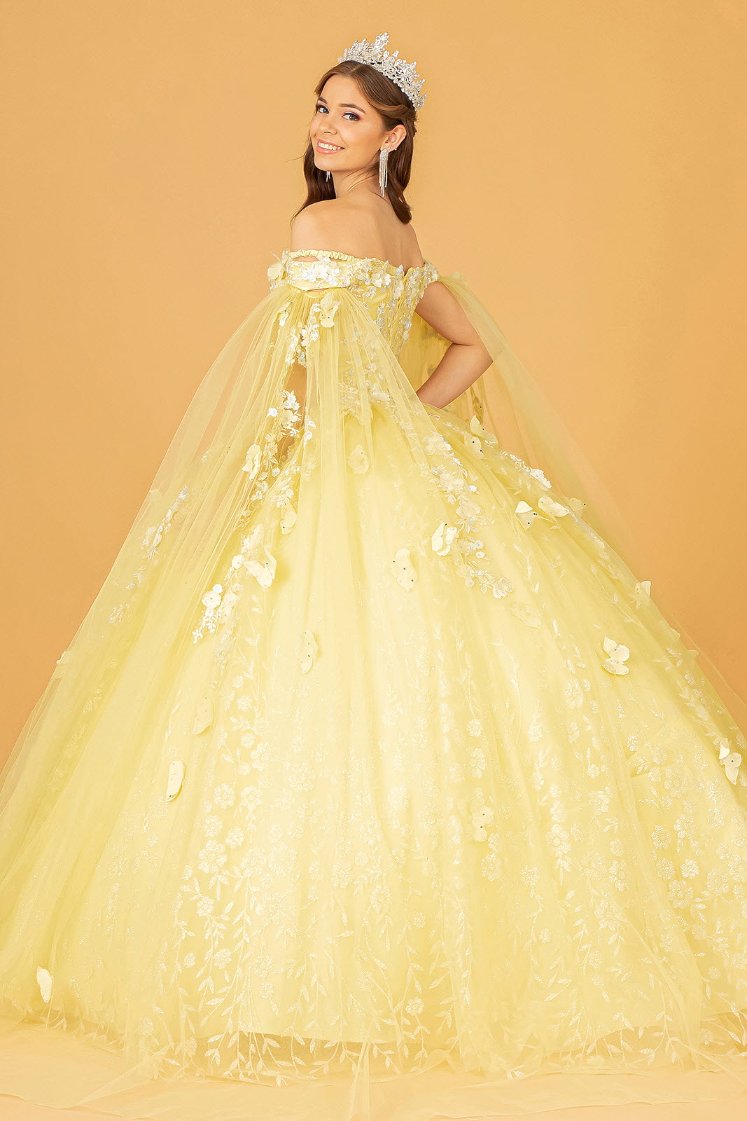 yellow off the shoulder quince dress Dancing Queen 1789 Long Quinceanera Dress Yellow / XLarge