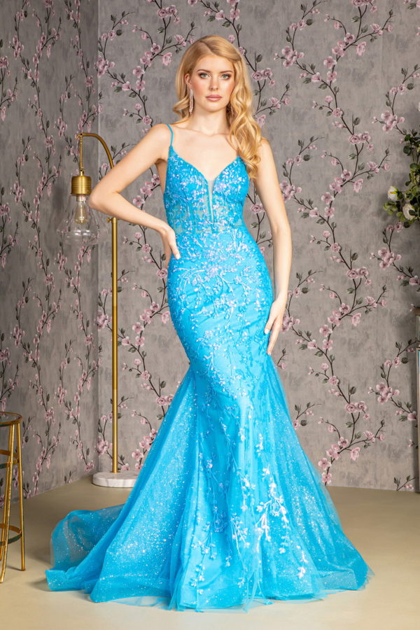 sheer turquoise dress Sheer Long One Shoulder Turquoise Dress by Elizabeth K GL2051