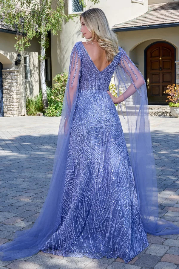 mother of the bride sequin dresses with sleeves Ever-Pretty Glamorous Double V Neck Ruffle Sleeve Maxi Formal Evening Dress Crafted with exquisite attention to detail Novias Bridal | Sequined Lace