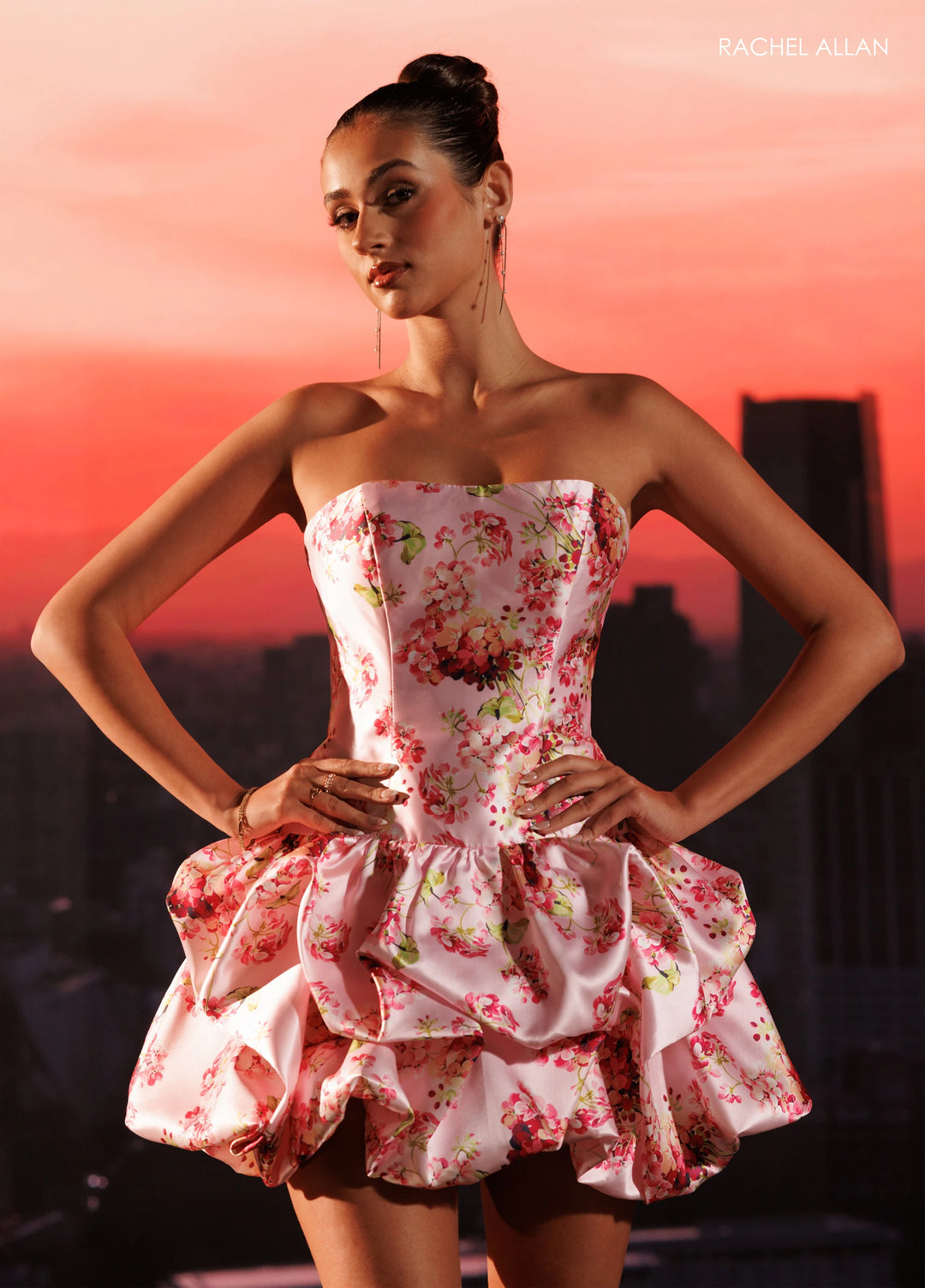 floral print homecoming dress Short A Line Corset Cocktail Dress Amarra 89004