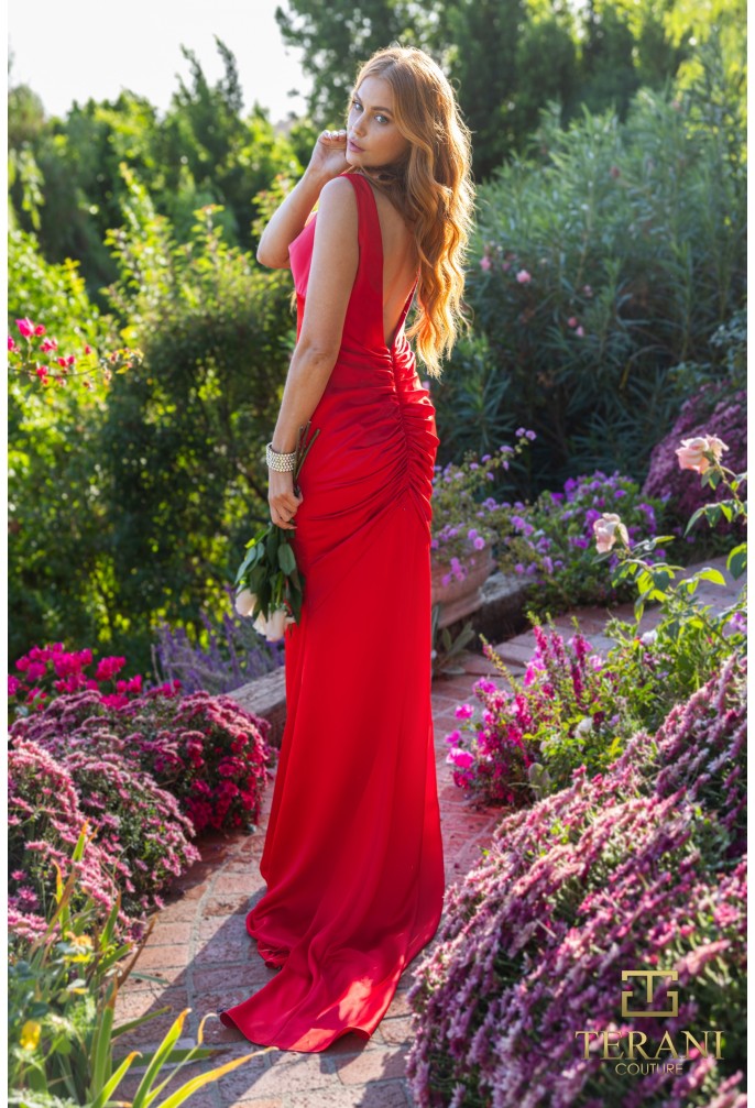 Terani J3191 Cowl Neck Sleeveless Mermaid Dress