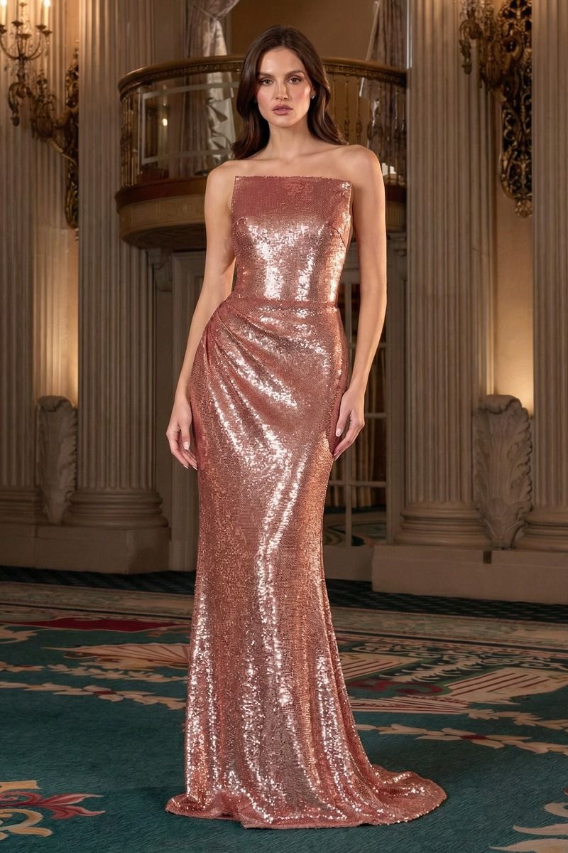 rose gold sequin mermaid dress Rose Gold Sequin Mermaid Prom Dresses for Girls - Backless Spaghetti Strap Long Party Gowns